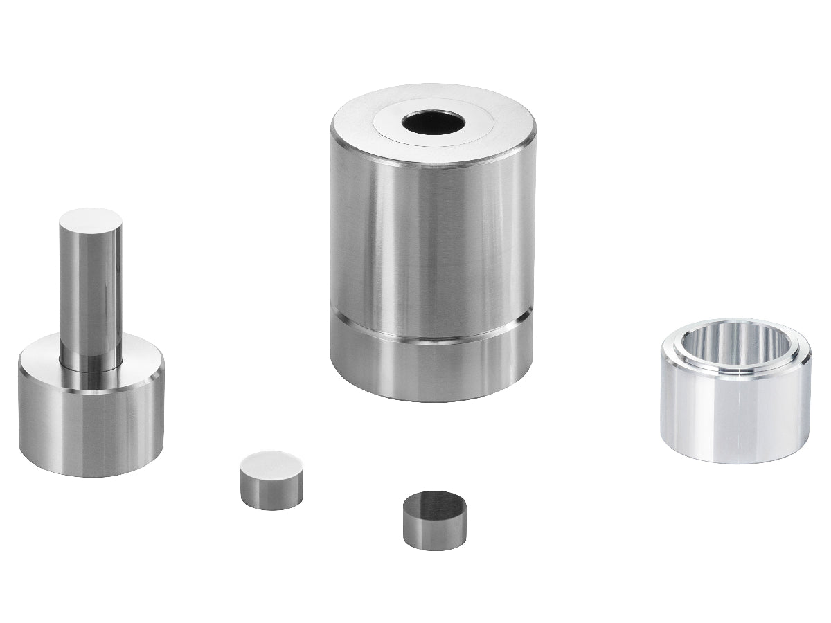 Cell Lab hard alloy tungsten carbide pressing die sets — ultra-hard HRC85–90 dies for pellet preparation in powder metallurgy, ceramics and spectroscopy.