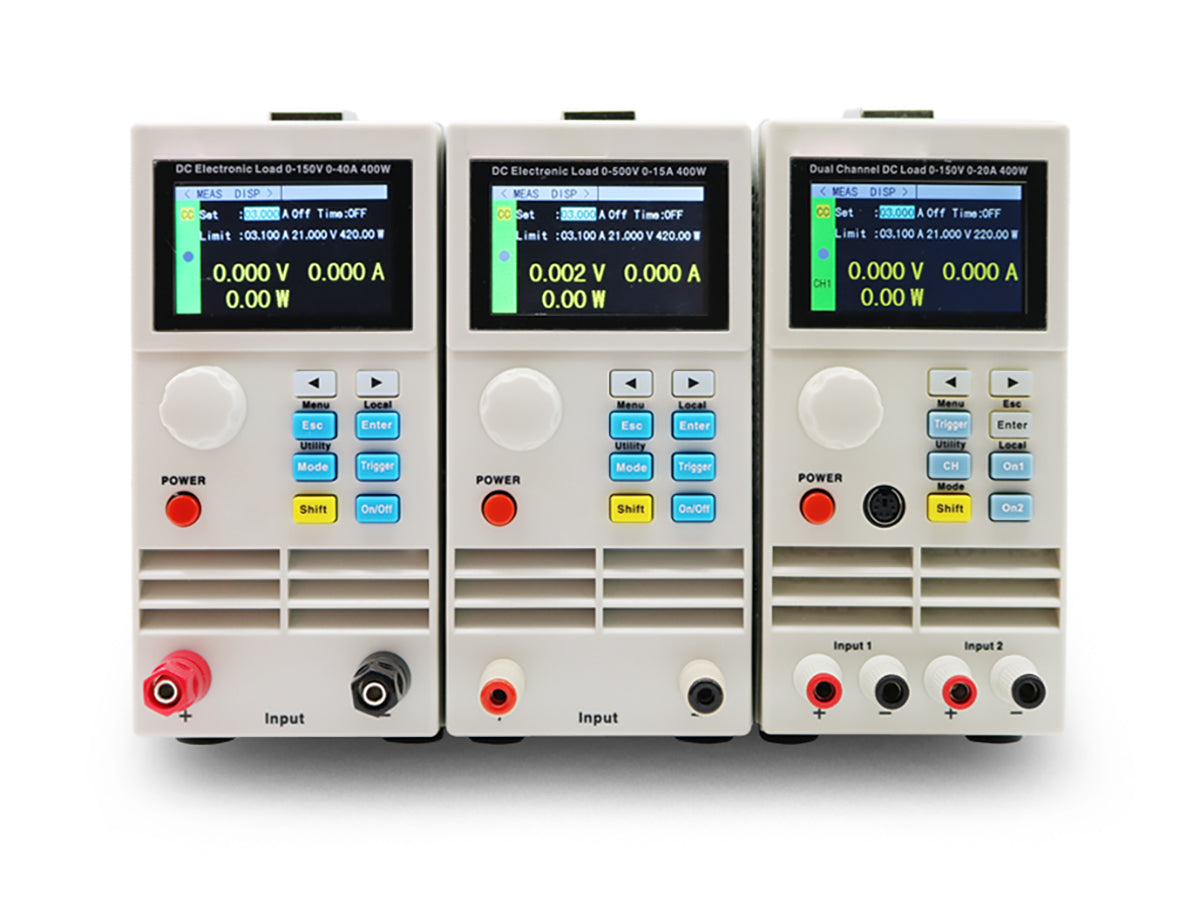 Cell Lab 400W programmable DC electronic load tester with high resolution, ideal for power supply and electronics R&D, battery and LED testing.