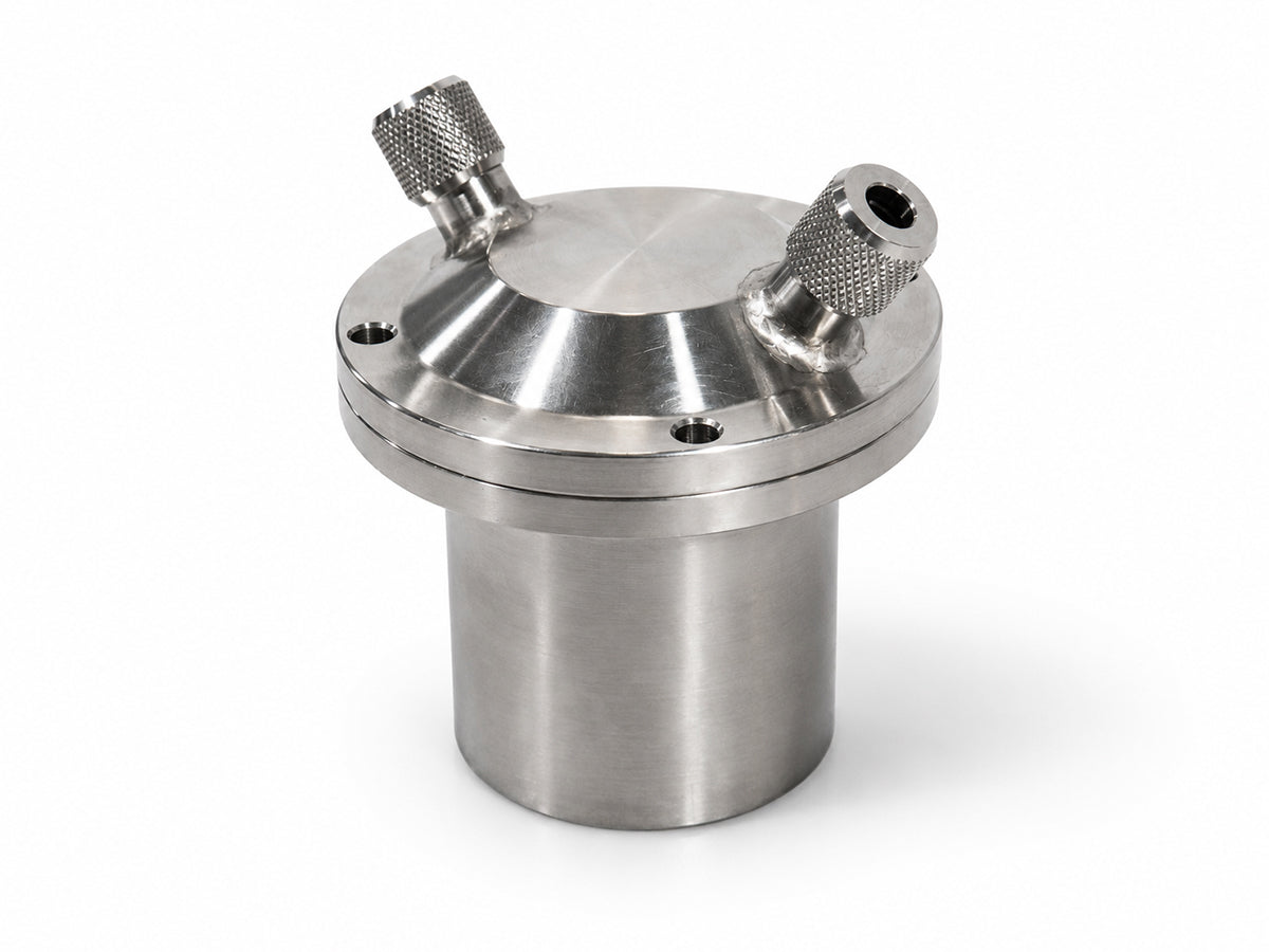 Cell Lab alumina vacuum milling jars with SUS304 vacuum sleeve for inert gas and vacuum planetary ball milling of ceramic and battery materials.