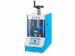 Cell Lab Automatic Hydraulic Lab Pellet Press (20T–60T): programmable powder pressing with 4.3" LCD, plexiglass safety cover, and up to 999m59s hold time. Ideal for FTIR, XRF, battery, ceramics, and catalyst R&D.