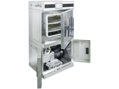 Cell Lab automatic precision vacuum drying oven with pluggable shelf heating and touchscreen PID control offers independent shelf temperature zones, automatic vacuum regulation, and optional integrated pump for precise low-pressure drying.