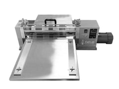 Cell Lab benchtop battery electrode slitting machine for cylindrical and pouch cell fabrication offers precision Cu/Al foil cutting, 300 mm width, and customisable blade options for R&D labs.