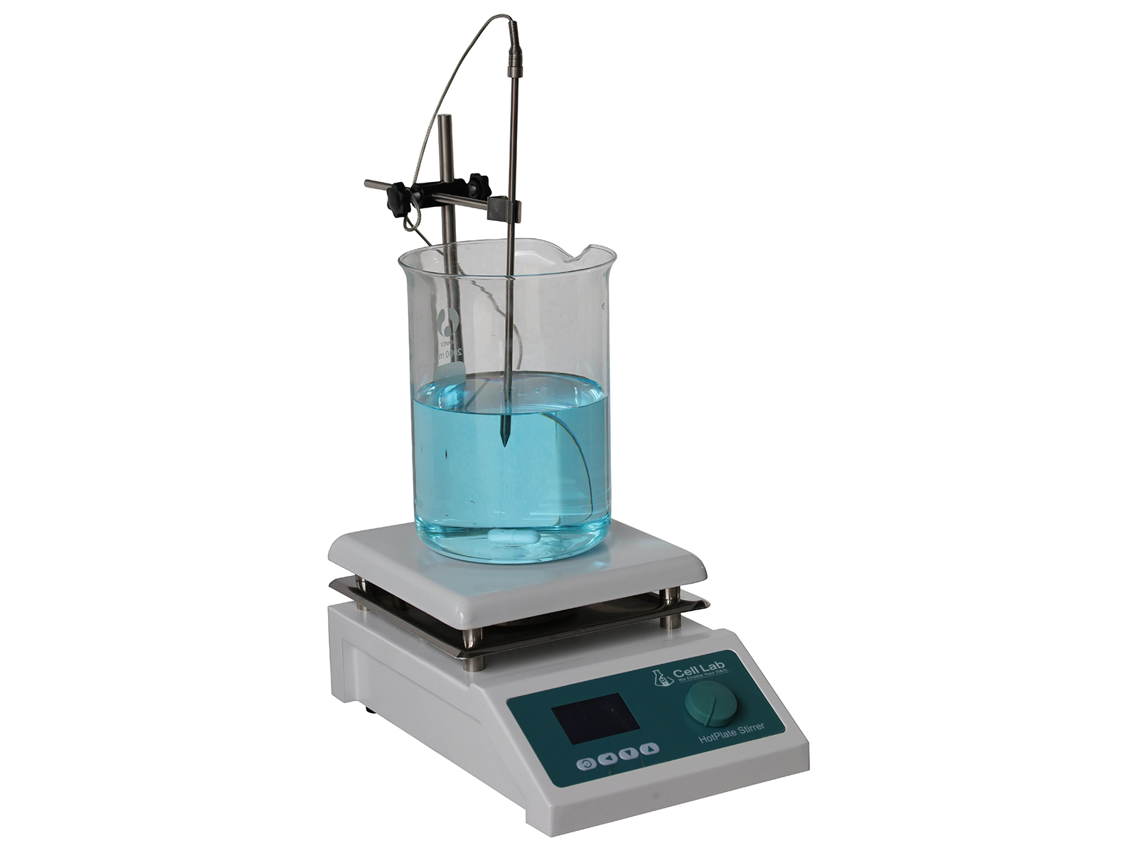 Cell Lab ceramic magnetic stirrer combines precise PID control, 200–2000 rpm stirring, and uniform ceramic heating up to 380 °C for safe, corrosion-resistant laboratory mixing and synthesis.