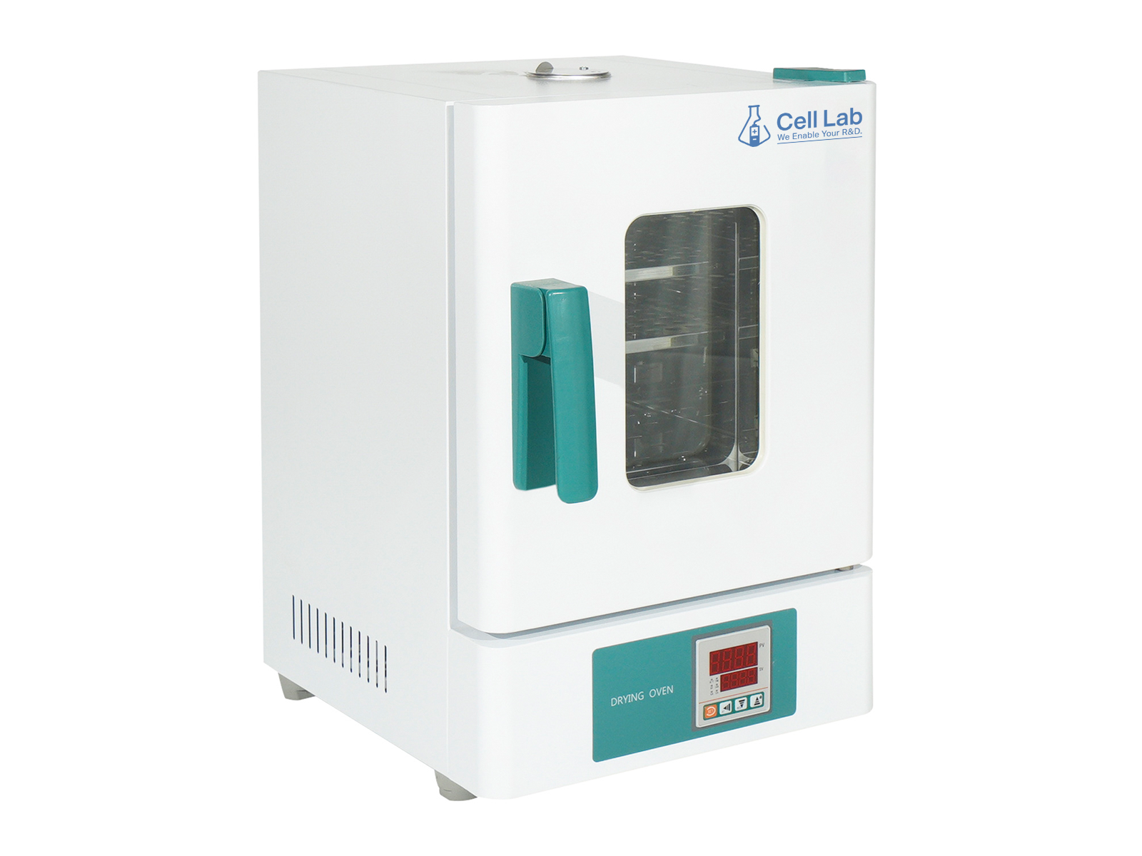 Cell Lab Compact PID-controlled drying oven & incubator (RT + 5 – 300 °C) with natural convection, stainless-steel chamber and over-temperature protection for laboratory heating and biological incubation.