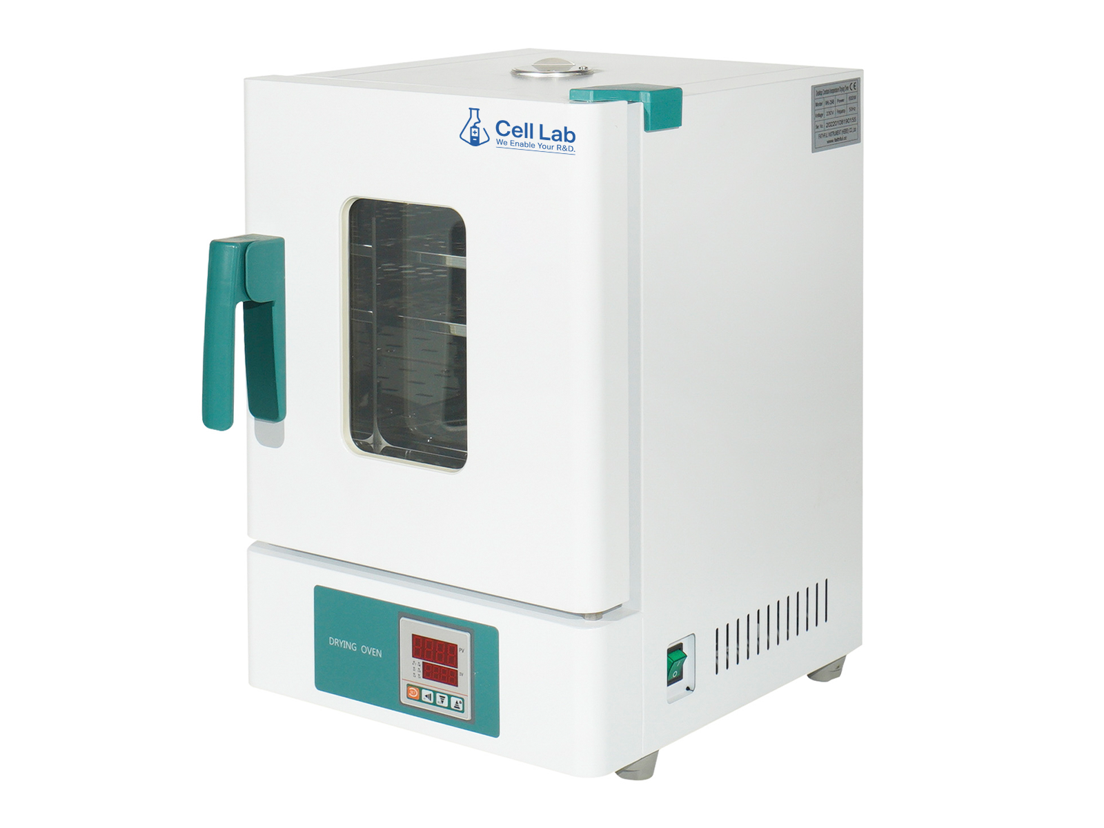 Cell Lab Compact PID-controlled drying oven & incubator (RT + 5 – 300 °C) with natural convection, stainless-steel chamber and over-temperature protection for laboratory heating and biological incubation.