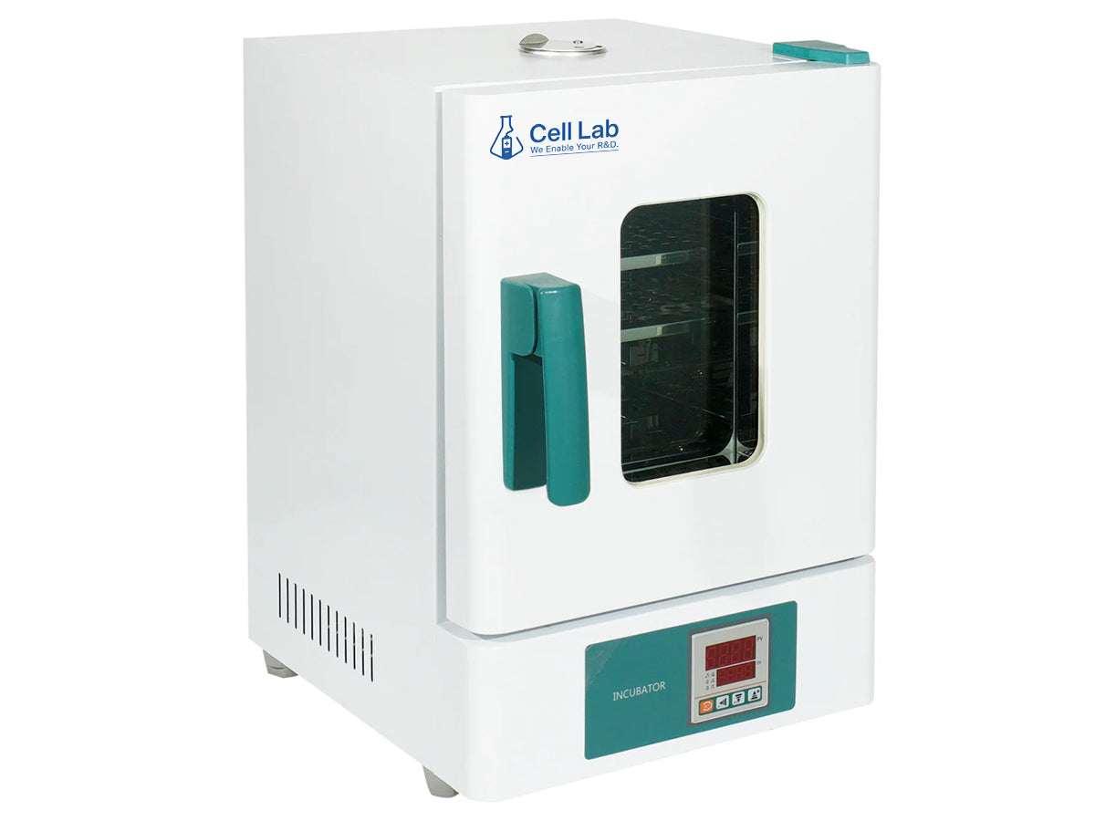 Cell Lab constant temperature incubator series with PID control, 18L–250L capacities and 0–65 °C operation for microbiology, drying and laboratory incubation.
