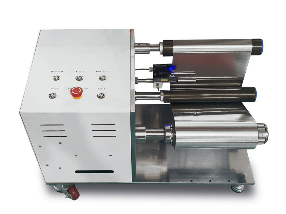 Cell Lab electric electrode calendaring machine with 330 mm rollers, 40 ton pressure, and PLC control delivers ± 0.002 mm precision for uniform battery electrode densification and pilot-scale production.