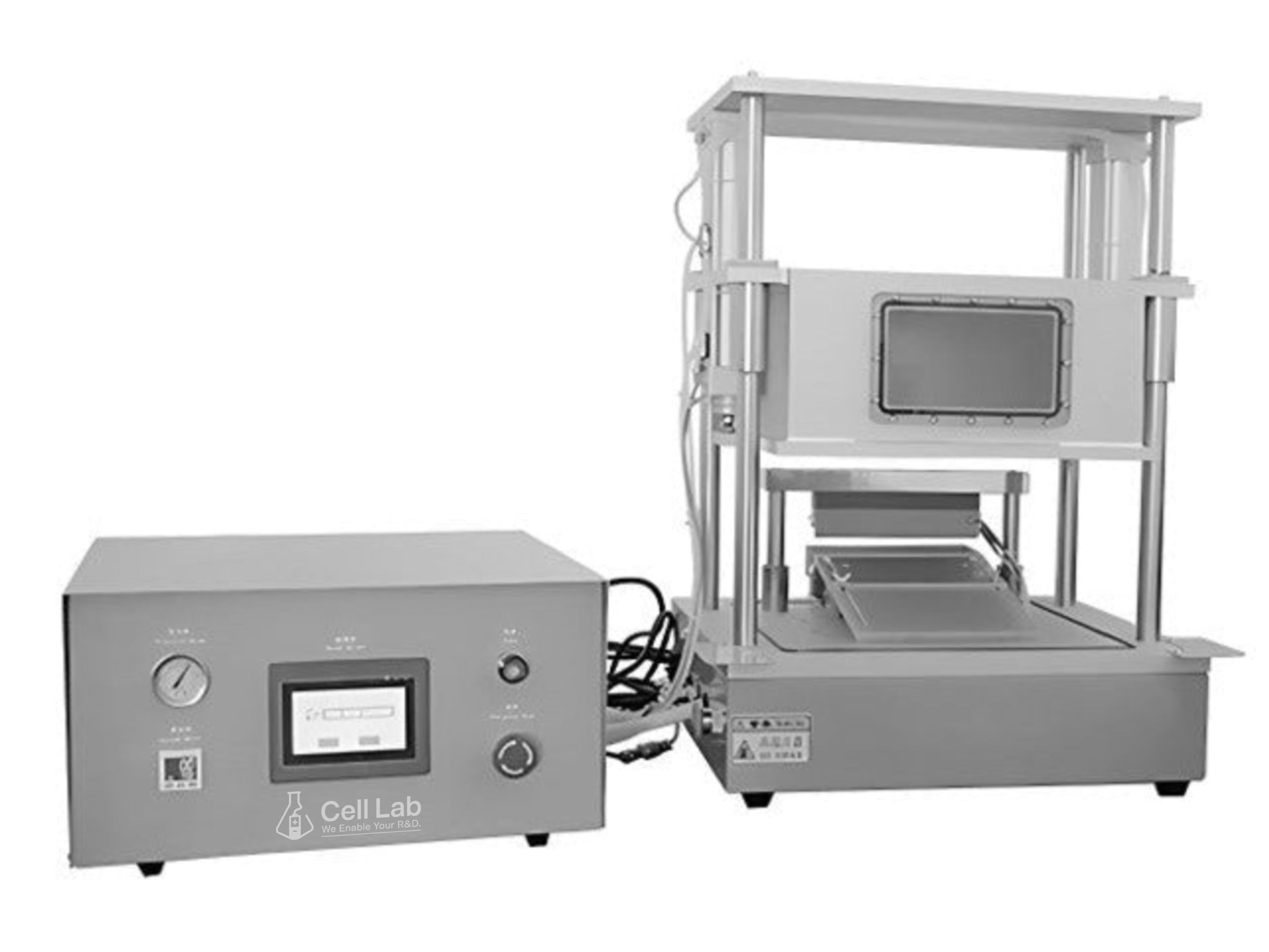Cell Lab electrolyte degassing and vacuum sealing machine combines vacuum air removal and precision heat sealing for pouch cell research, ensuring complete electrolyte penetration and uniform sealing in lithium battery R&D.