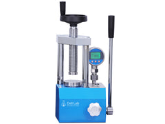 Cell Lab 15-Ton manual hydraulic pellet press — compact benchtop press for FTIR/XRF pellet preparation, battery electrode research, ceramics & powder metallurgy. Two-column & four-column models available.