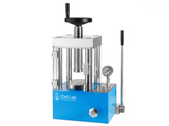 Cell Lab Manual Hydraulic Pellet Press Series with Safety Shield (15T, 24T, 40T, 60T). Available with Regular or Digital Pressure Gauge. Compact lab-scale presses with ≤1 MPa/10 min stability, ideal for FTIR/XRF, batteries, ceramics, metallurgy, and catalysis.