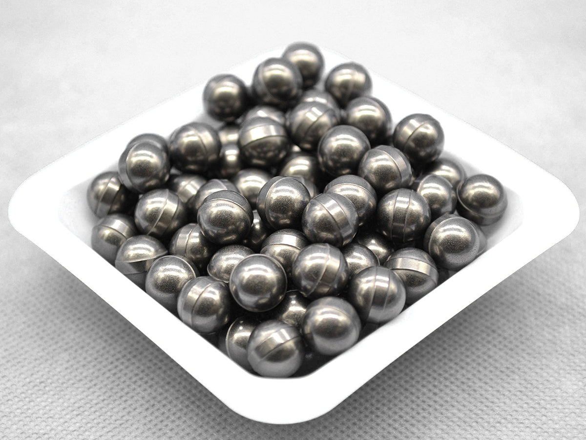 Tungsten carbide (WC-Co) milling balls (3–20 mm, 1 kg) with high density and wear resistance for planetary ball milling and hard material grinding.