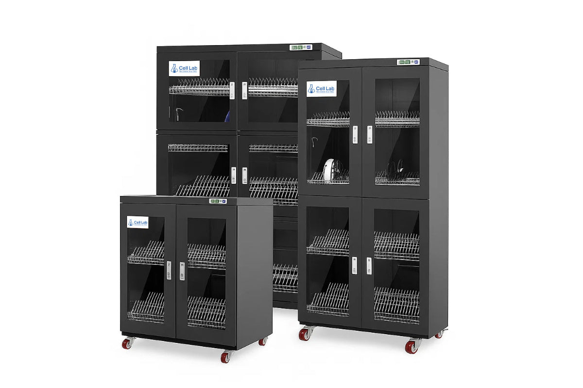 Cell Lab SMT Reel Storage Cabinet, 870 L, 1–60% RH Humidity Control for SMD and Semiconductor Storage with PLC Precision, Stainless Steel Body and ESD Safety