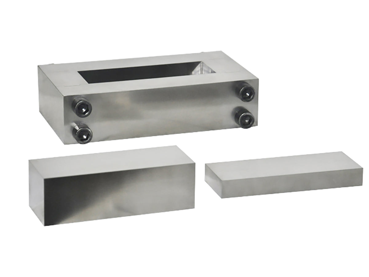 Cell Lab square dry pellet pressing die sets with splice structure, reinforced design for high-pressure large-sample pressing in ceramics, metallurgy, pharmaceuticals, and energy materials.