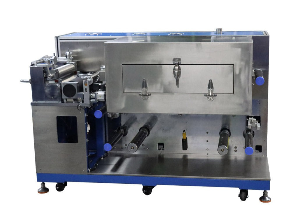 Cell Lab three-roll transfer coating machine for lithium battery electrodes offers precision continuous / intermittent coating on Cu and Al foils up to 330 mm wide, PLC control, and full modular customisation for R&D and pilot lines.