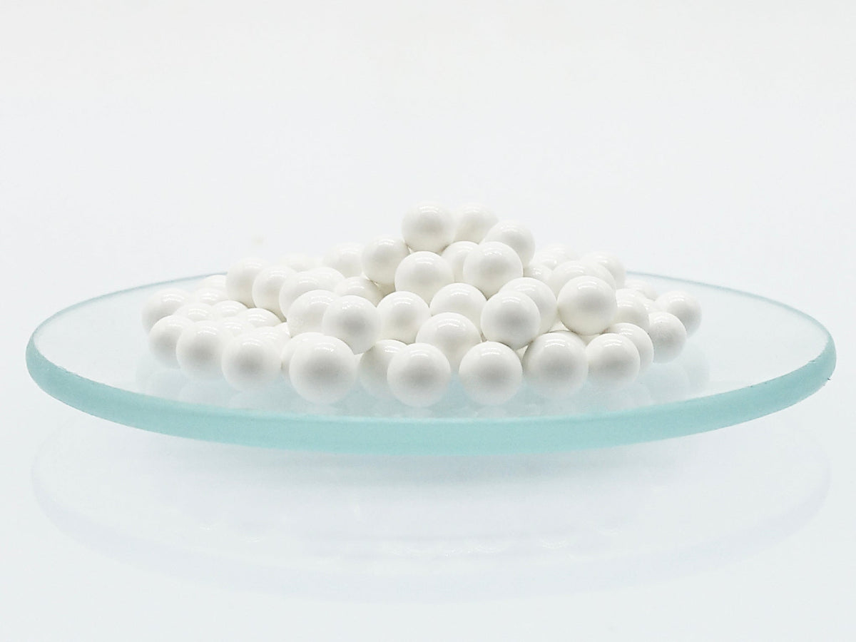 ZAL-32 zirconia-alumina composite beads with higher density and low wear, designed for glass media substitution in milling and dispersion.