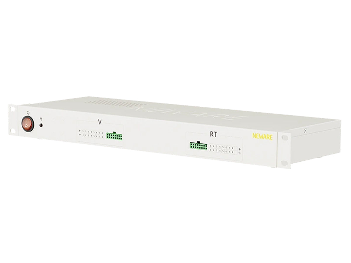 Neware CA-4008n-1U-5VT-TC auxiliary channel unit with voltage and temperature monitoring, thermocouple support, and RS485 communication for battery testing systems.