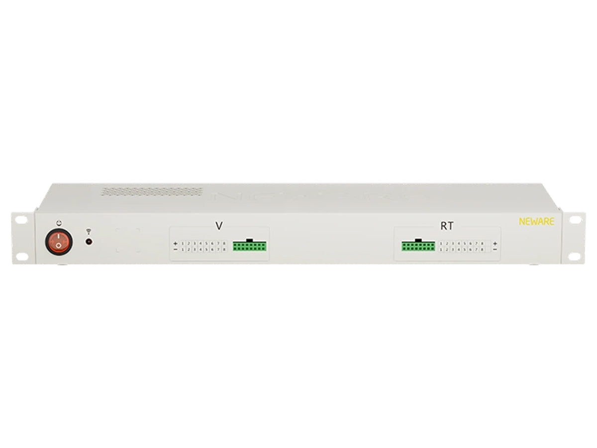 Neware CA-4008n-1U-5VT-TC auxiliary temperature unit with 8 thermistor channels, RS485 communication, and real-time battery thermal monitoring for battery testing systems.