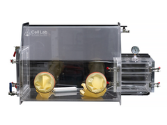 Cell Lab acrylic glove box with transfer chamber provides a low-oxygen and low-moisture environment for safe laboratory chemical handling. Transparent PMMA construction  ideal for teaching and research applications.