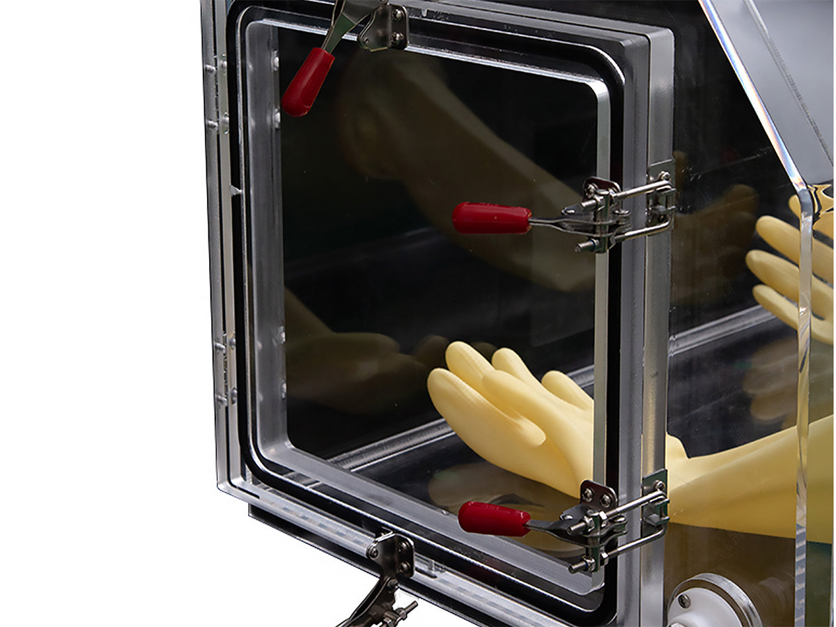 Cell Lab acrylic glove box provides a low-oxygen, low-moisture inert atmosphere for safe laboratory chemical handling, teaching and research use.