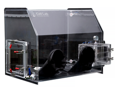 Cell Lab acrylic glove box with transfer chamber provides a low-oxygen and low-moisture environment for safe laboratory chemical handling. Transparent PMMA construction  ideal for teaching and research applications.