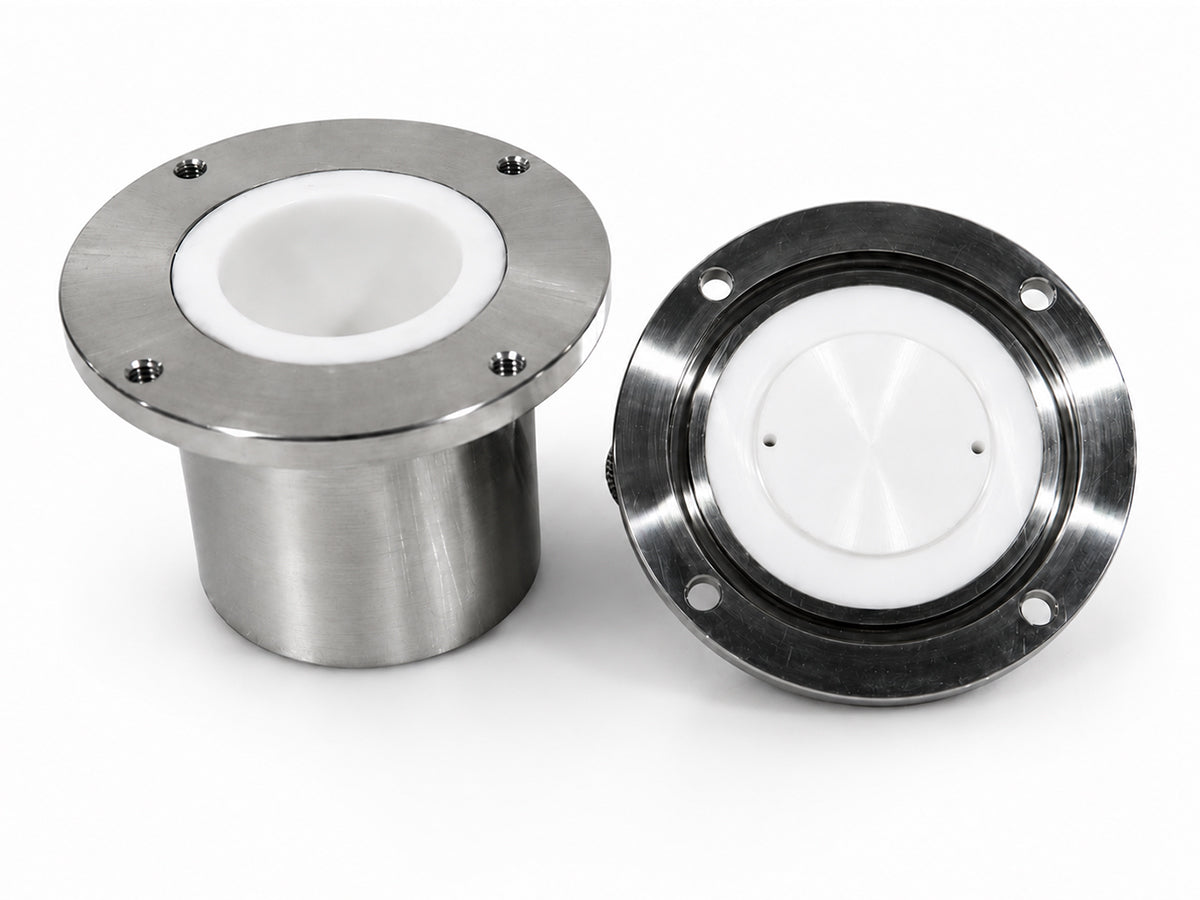 Cell Lab alumina vacuum milling jars with SUS304 vacuum sleeve for inert gas and vacuum planetary ball milling of ceramic and battery materials.
