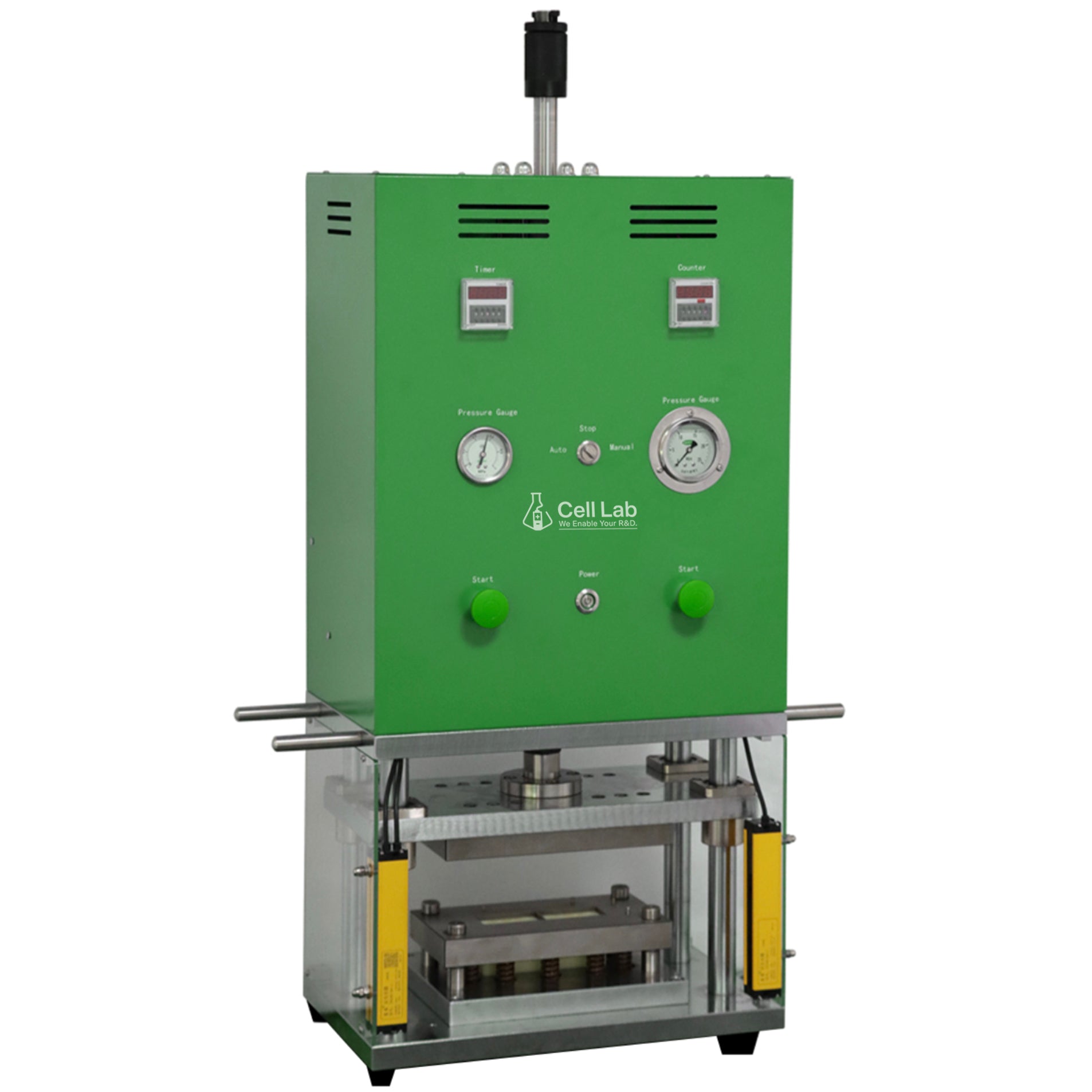 Cell Lab Aluminium Laminated Film Forming Machine delivers precision die forming for pouch cell and flexible electronics, offering ≤ 6 mm depth, 5 T pressure, and up to 200 pcs/h output for advanced R&D and production.