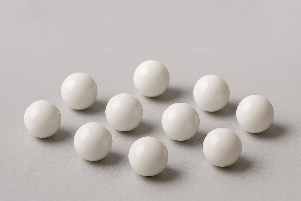 Cell Lab Aluminium Oxide (Al₂O₃) Precision Balls – 99.7 % pure, G20 grade ceramic spheres for bearings, valves and instrument calibration; wear-resistant and heat-resistant to 1600 °C.
