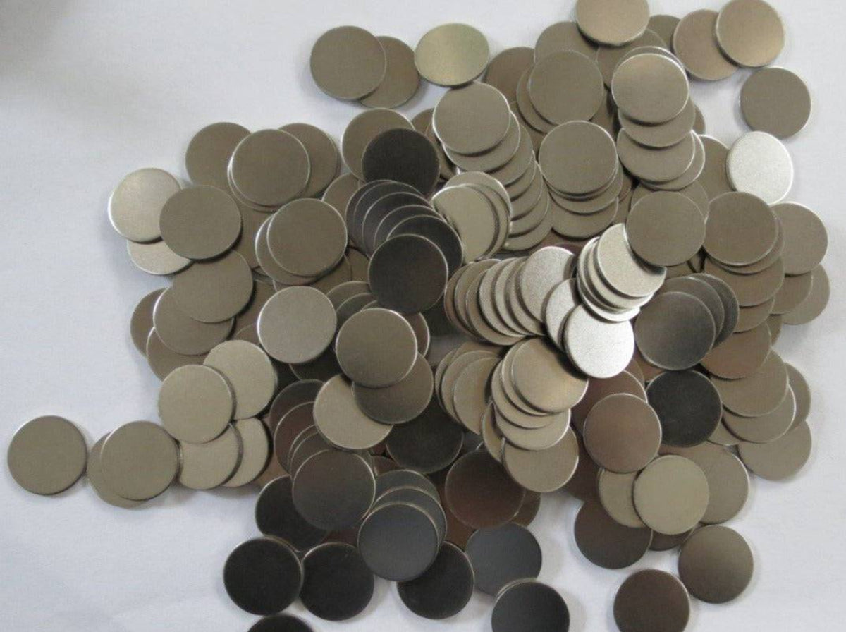 Cell Lab Aluminium Spacers, 15.8 × 0.5 mm, for CR2016, CR2025 and CR2032 Coin Cells, 99% Aluminium, 50 pcs for Battery R&D and Assembly