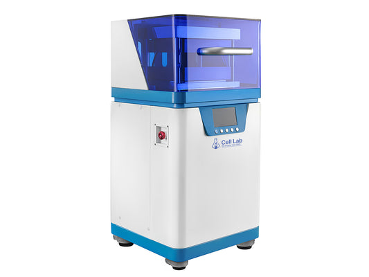 Cell Lab automatic hot press with 60 ton capacity, dual 500×500 mm heating platens and programmable control for battery, composite and material research applications.