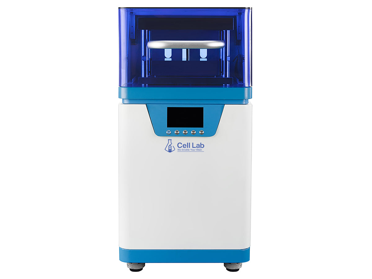 Cell Lab automatic hot press with 60 ton capacity, dual 500×500 mm heating platens and programmable control for battery, composite and material research applications.