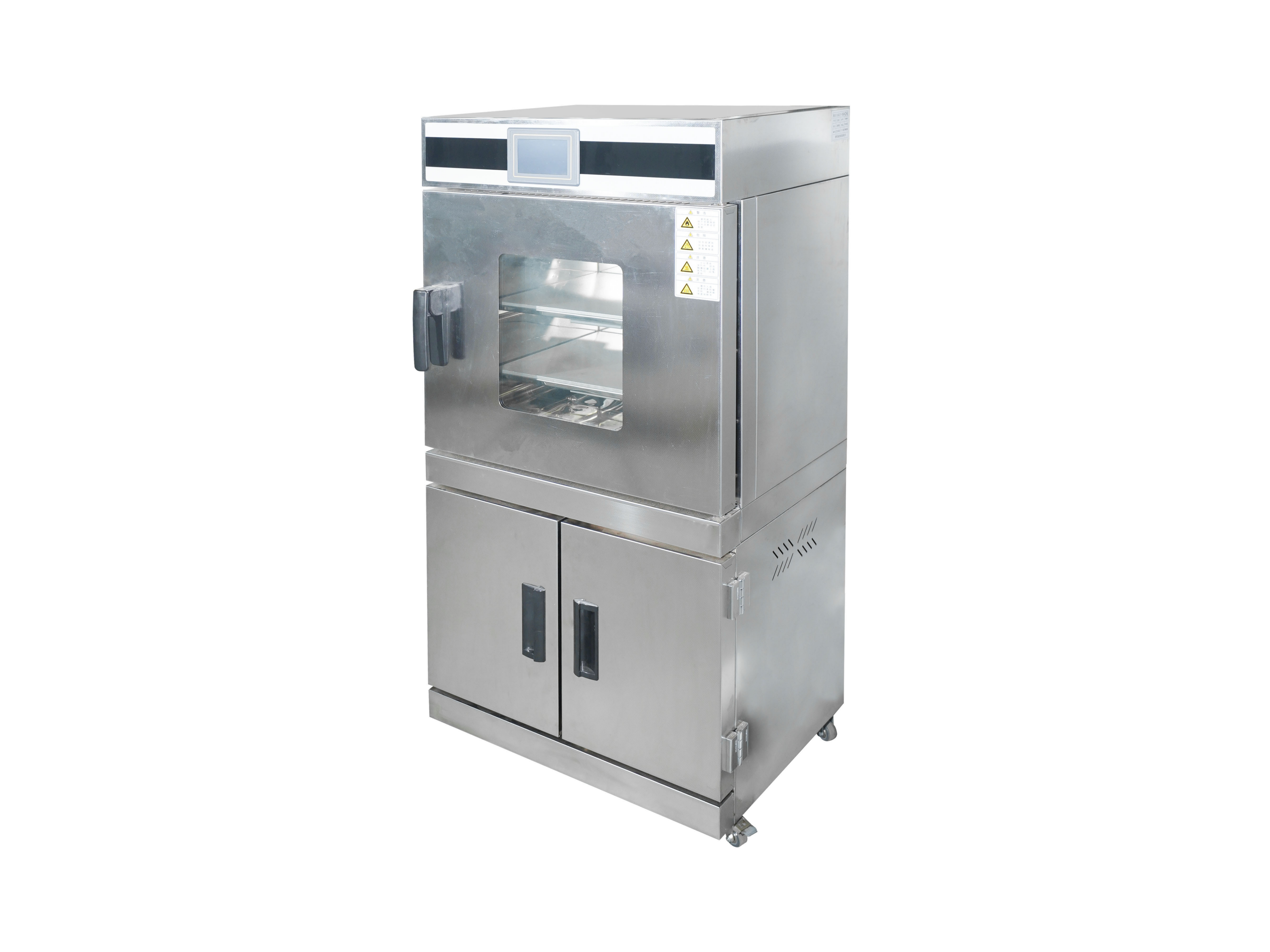 Cell Lab automatic precision vacuum drying oven with pluggable shelf heating and touchscreen PID control offers independent shelf temperature zones, automatic vacuum regulation, and optional integrated pump for precise low-pressure drying.