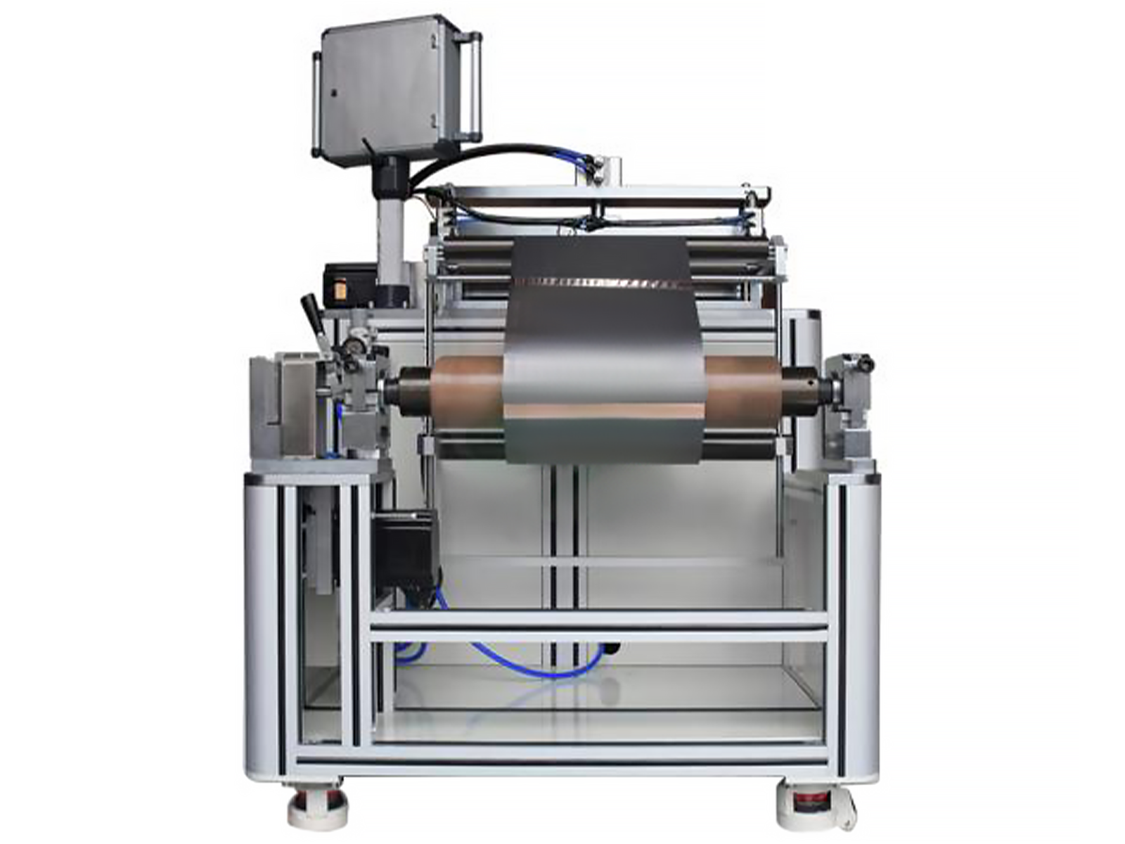 Cell Lab automatic shear cutter machine for lithium-ion electrodes and aluminium films delivers ±0.5 mm precision, 500 mm width capacity, and programmable control for high-throughput battery production.