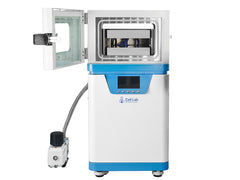 Cell Lab 25T Automatic Vacuum Heated Press with 300°C, -0.1 MPa, Dual Plates 180×180/200×200 mm, programmable hold for battery, polymer & ceramics research.
