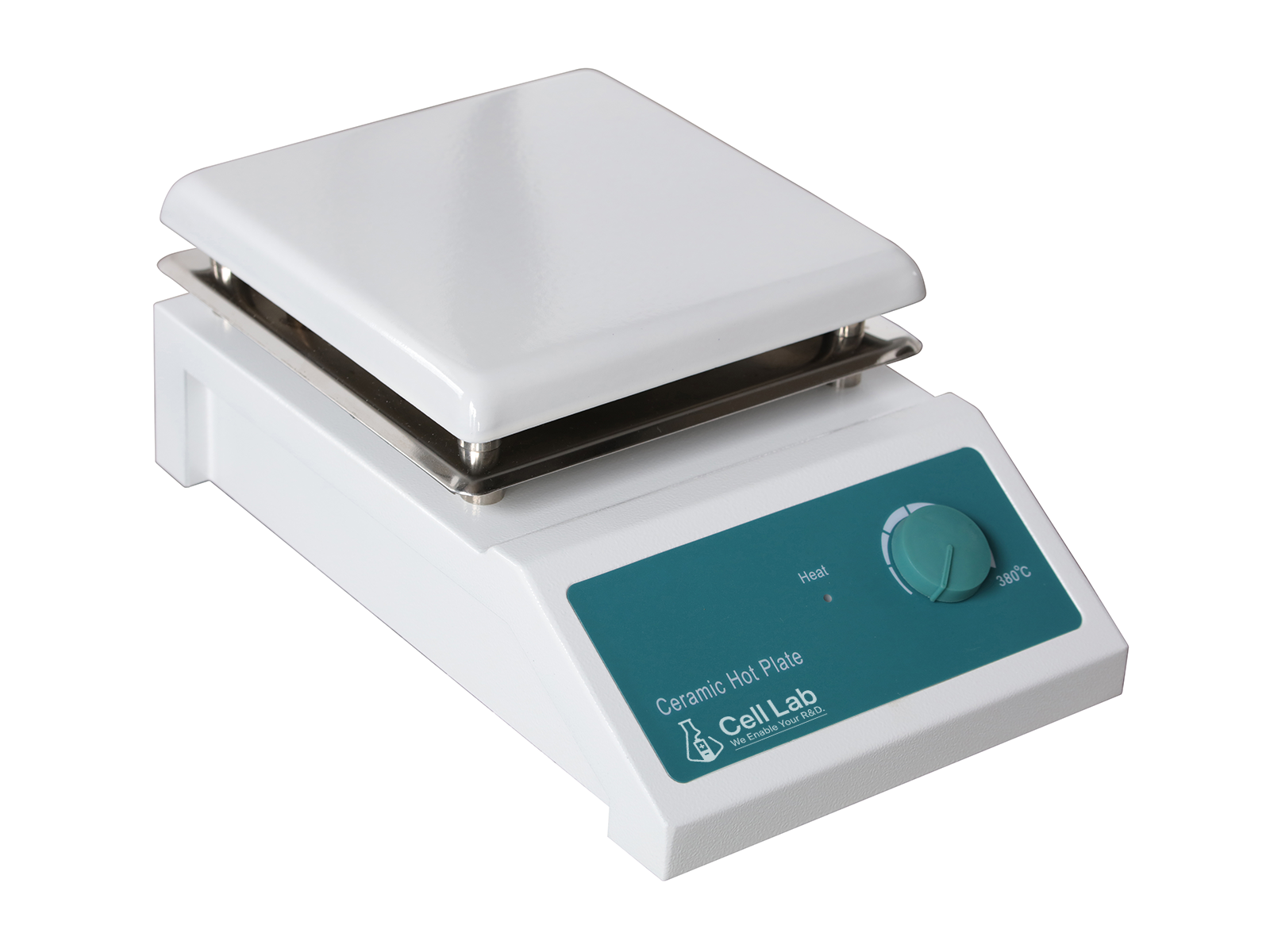 Cell Lab ceramic magnetic stirrer combines precise PID control, 200–2000 rpm stirring, and uniform ceramic heating up to 380 °C for safe, corrosion-resistant laboratory mixing and synthesis.