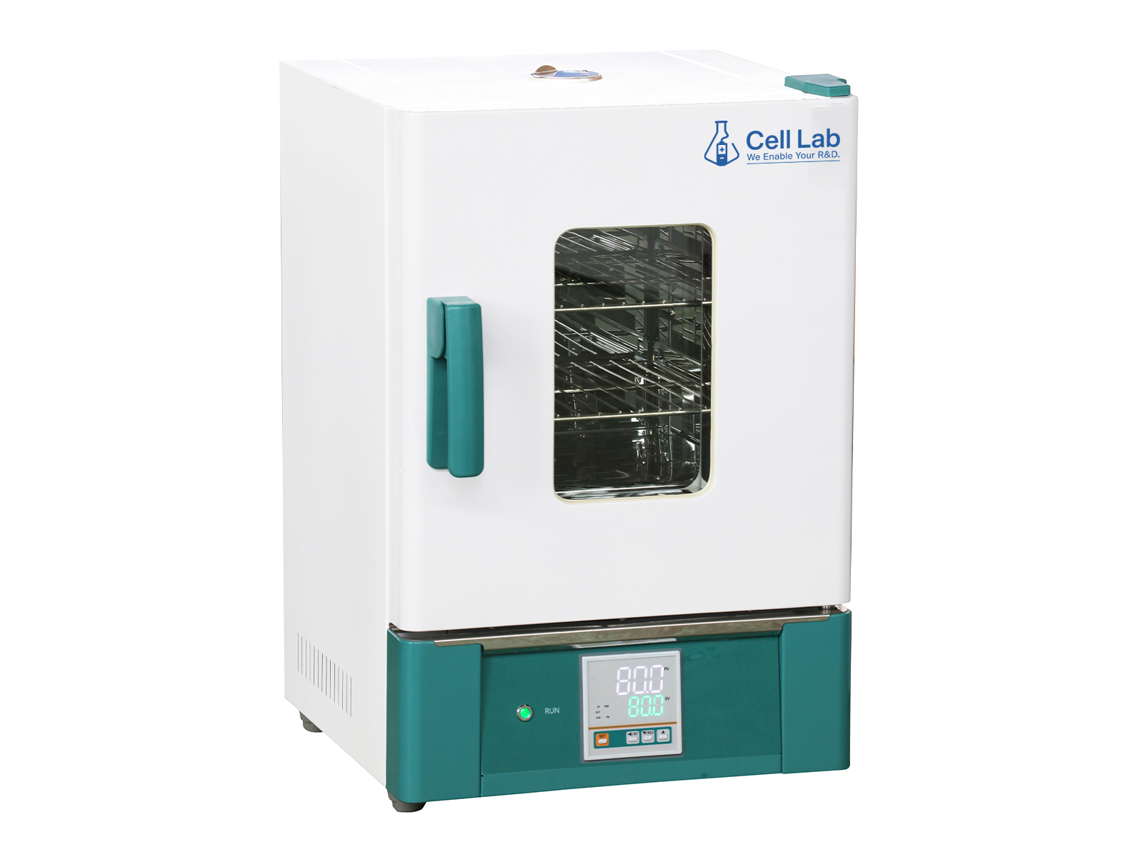 Cell Lab  Compact PID-controlled drying oven & incubator (RT + 5 – 300 °C) with natural convection, stainless-steel chamber and over-temperature protection for laboratory heating and biological incubation.