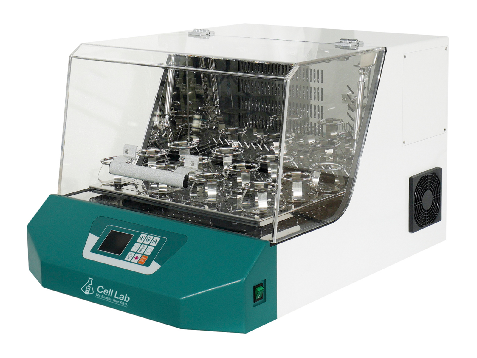 Cell Lab Compact PID-controlled orbital shaking incubator with LCD display for microbial and biochemical culture. Provides 4–65 °C range, ± 0.1 °C precision and smooth, quiet operation for laboratory research.