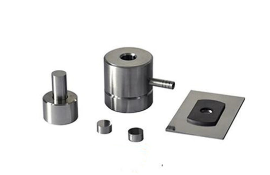 Cell Lab FTIR KBr pellet die set with 13 mm diameter and tungsten carbide construction for infrared spectroscopy sample preparation and laboratory powder analysis.