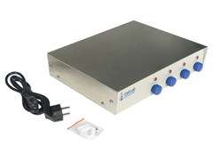 Cell Lab four rows magnetic stirrer offers four independently controlled stirring positions with 100–2000 rpm stepless adjustment, stainless-steel plates, and durable construction for parallel laboratory mixing.