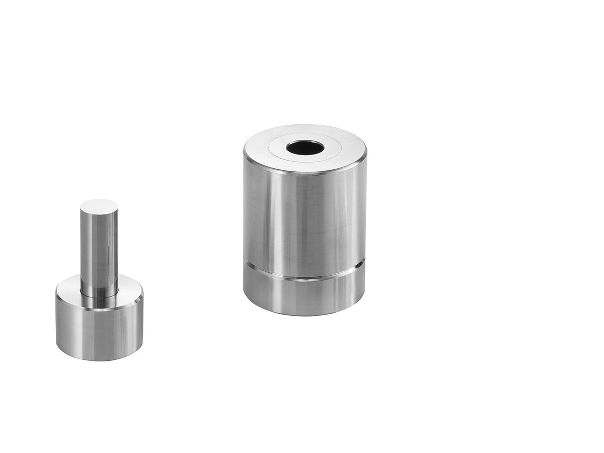 Cell Lab hard alloy tungsten carbide pressing die sets — ultra-hard HRC85–90 dies for pellet preparation in powder metallurgy, ceramics, pharma, and spectroscopy.