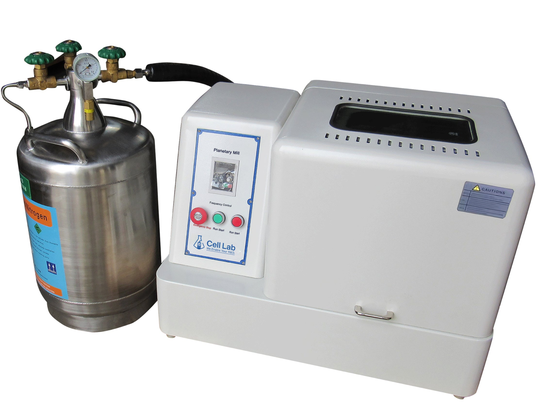 Cell Lab cryogenic planetary ball mill with liquid nitrogen cooling enables ultra-fine, low-temperature grinding of polymers, pharmaceuticals, and battery materials under precise cryogenic control, ball mill machine planetary ball mill ball mill for sale ball mill grinder lab ball mill small ball mill.