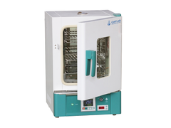 Cell Lab hot air sterilising drying oven features PID temperature control, forced air convection, and safety limiters for precise, uniform dry-heat sterilisation of laboratory glassware and instruments.