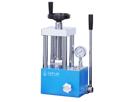 Cell Lab 24-Ton Manual Hydraulic Pellet Press for FTIR/XRF Pellet Preparation, Battery R&D, Ceramics and Powder Metallurgy with Optional Digital Gauge