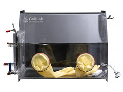 Cell Lab acrylic glove box provides a transparent low-oxygen, low-moisture environment for chemical handling and teaching labs, with cost-effective PMMA build.