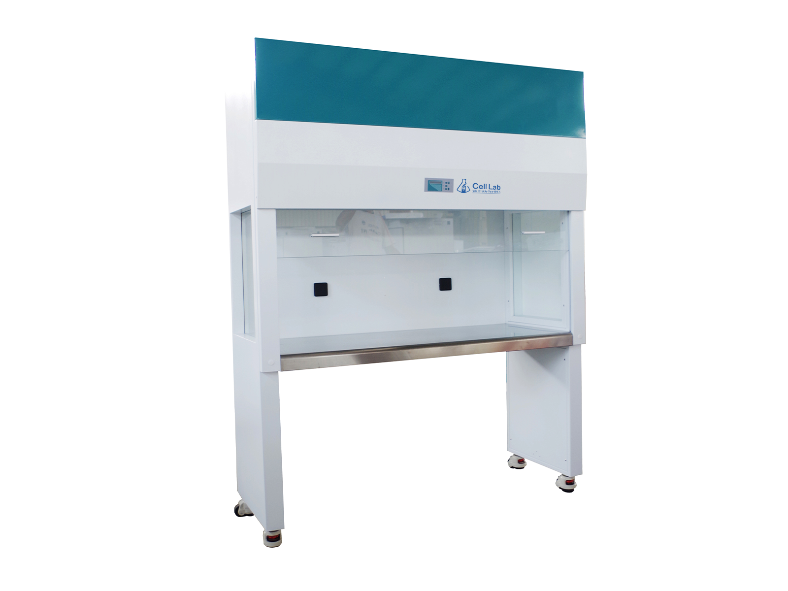 Cell Lab vertical laminar flow cabinet ensures ISO Class 100 clean air with HEPA filtration, multi-speed airflow control, and LCD safety interface for sterile laboratory and microbiological operations.