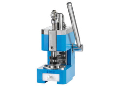 Cell Lab PT-10 Manual Disc Cutter for battery electrode and separator cutting. Includes 14 mm and 16 mm precision dies, glove box compatible design, and optional custom die sizes from 3–24 mm.