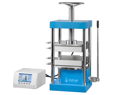 Cell Lab 30T–40T Heated Lab Press (300 °C) with Dual 300 × 300 mm or 400 × 400 mm Plates for Polymers, Ceramics and Battery R&D