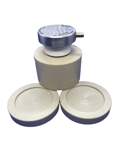 Cell Lab PEEK split cell test kits (10 mm & 12 mm) — high-pressure solid-state battery research cells, rated to 350 MPa and 250 °C. Ideal for ionic conductivity & lithium symmetric cell testing.