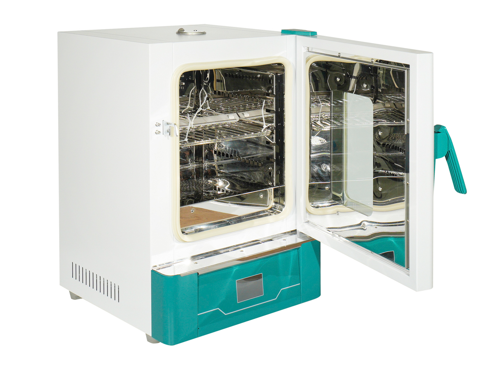 Cell Lab High-precision portable drying and sterilising oven with 3.5-inch PID touchscreen and forced convection (RT + 10 – 300 °C). Ideal for laboratory, medical, and industrial heat-processing applications.
