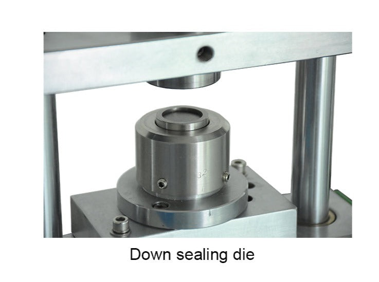 Cell Lab electric coin-cell crimper for CR20XX batteries provides up to 1200 kg adjustable pressure, PLC touchscreen control, and glovebox-compatible design for precise laboratory sealing.