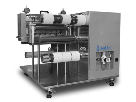 Cell Lab roll-to-roll slitting machine delivers ±0.09 mm accuracy and clean burr-free cuts for electrode films (20–280 mm width), ideal for lithium battery R&D and pilot-scale manufacturing.
